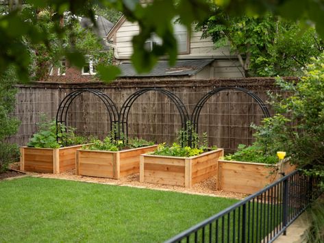 Raised Flower Bed With Trellis, Veg Boxes Raised Beds, Backyard Ideas With Raised Garden Beds, Vegetable Gardens For Small Yards, Front Yard Planter Ideas Raised Beds, Raised Garden Beds Next To House, Raised Bed Garden Along Fence, Four Raised Garden Beds, Narrow Side Yard Garden