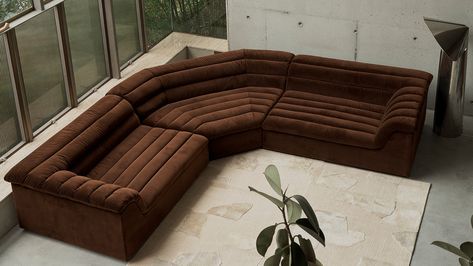 Float Sofa, Sarah Ellison, Mathieu Lehanneur, Sculptural Furniture, Cool Couches, Wood Shingles, Apartment Renovation, Modern Sofa Sectional, Brown Sofa