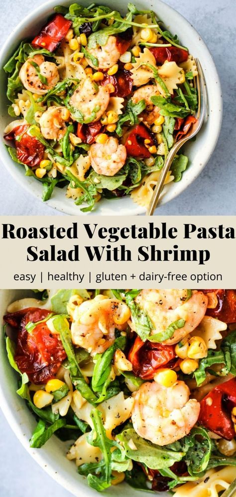 Pasta Salad With Shrimp, Healthy Whole Food Recipes, Walder Wellness, Vegetable Pasta Salad, Salad With Shrimp, Shrimp Pasta Salad, Vegetable Pasta Salads, Veggie Pasta Salad, Roasted Vegetable Pasta