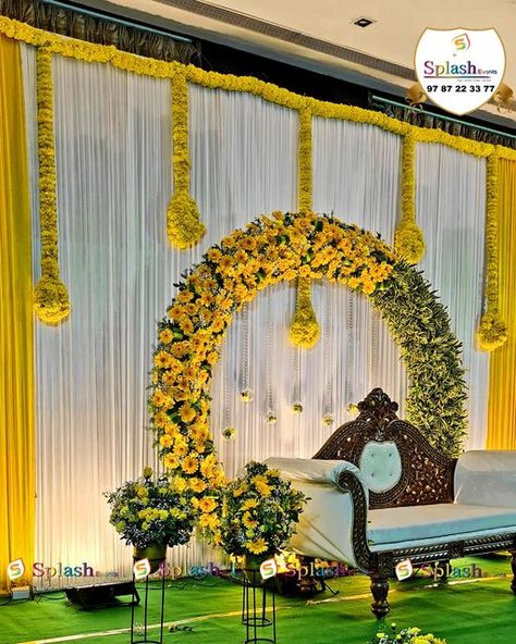 Splash Events on Instagram: "Yellow beauty!!! #salemsplashevents #splashevents #eventplanner #eventmanagement #event #wedding #weddingideas #weddingdecor #weddingplanner #weddingplanning #weddingseason #haldiceremony #halfsaree #halfsareeceremony #puberty #traditional #traditionaldecor #traditionalwedding #decor #decoration #decorationideas #decorasia #decorsutra #decordiya #decorideas" Haldi Ka Decoration, Halfsaree Function Stage Decoration, Puberty Ceremony Decoration, Half Saree Decoration Ideas, Half Saree Function Stage Decoration, Puberty Function Decoration, Half Saree Function Decoration Ideas, Saree Function Decoration, Haldi Stage