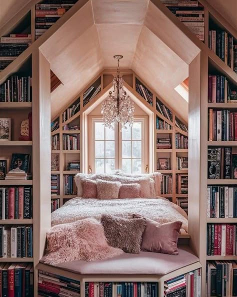 Hidden Bedroom, Old Money Interior Design, Old Money Interior, Cozy Reading Chair, Cozy Home Library, Home Library Rooms, Attic Bedroom Designs, Dream Library, Dream Life House