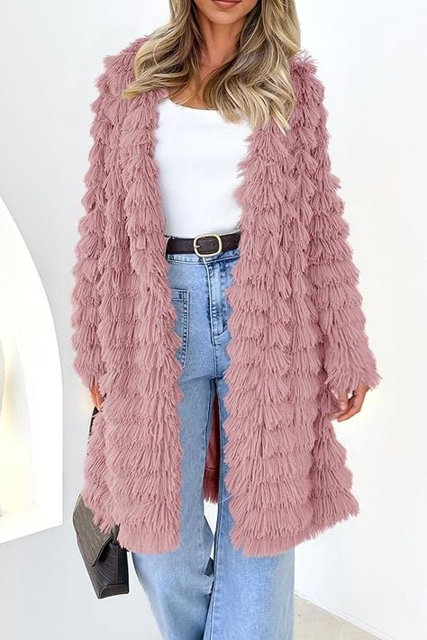 Women's Lab Coat, Long Shaggy, Shaggy Jacket, Shearling Jacket Women, Womens Faux Fur Coat, Fur Jackets, Fluffy Jacket, Casual Work Outfit, Fall Clothes