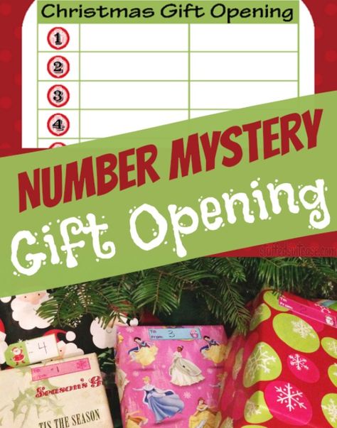 Christmas Wrapping Ideas: Number Mystery Gift Opening for a Christmas morning game StuffedSuitcase.com Mystery Gift Ideas, Christmas Scavenger Hunt Clues, Christmas Gift Opening, Christmas Morning Traditions, Christmas Wrapping Ideas, Christmas Gift Games, Gift Opening, Scavenger Hunt Clues, Christmas Scavenger Hunt