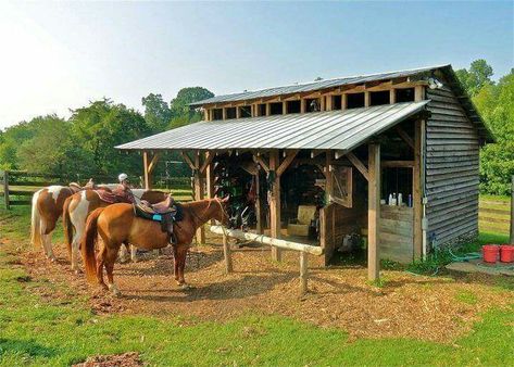 Cowboy Bar, Small Horse Barns, Horse Shed, Diy Horse Barn, Horse Barn Ideas Stables, Small Barns, Horse Shelter, Horse Barn Plans, Barns Sheds