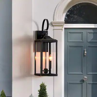 Front Door Lighting, Exterior Light Fixtures, Black Outdoor Wall Lights, Wall Lanterns, Led Outdoor Wall Lights, Casa Exterior, Traditional Exterior, Garage Lighting, Outdoor Sconces