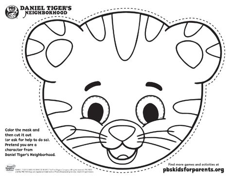 Daniel Tiger's Neighborhood Masks | Kids… | PBS KIDS for Parents Daniel Tiger Coloring Pages Printables, Daniel Tiger Preschool Activities, Daniel Tiger Coloring Page, Tiger Template Free Printable, Daniel Tiger Craft, Tiger Mask For Kids, Tiger Crafts For Preschool, Tiger Crafts For Kids, Tiger Template