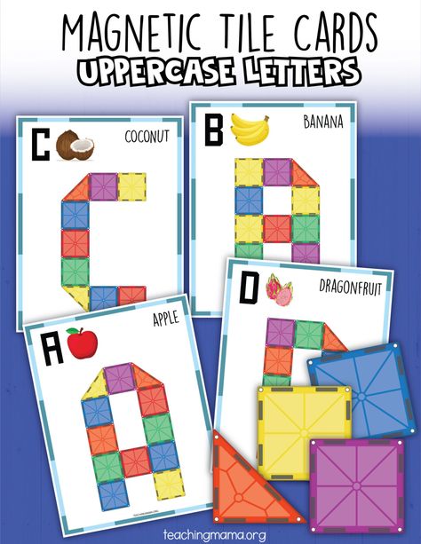 Magnatiles Ideas, Preschool Phonics, Upper Case Letters, 2023 School, Teaching Mama, Magna Tiles, Kids Printables, Magnetic Letters, Magnetic Tiles