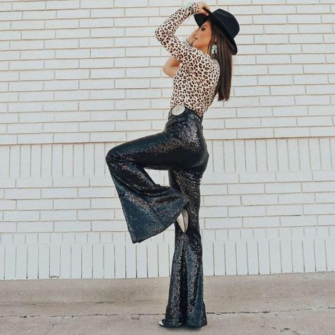 We have all that peices that you need to sparkle every where you go! Get all eyes on you at every event, with these L&B pants! And we have more eye catchin apparel online! Fast shipping from our woman owned boutique in TEXAS!!!! Flare Sequin Pants Outfit, Black Sequin Flare Pants Outfit, Black Sequin Bell Bottoms Outfit, Sequin Flare Pants Outfit, Cowgirl New Years Eve Outfit, Sparkle Pants, Sequin Western Outfit, Nashville New Years Eve Outfit, Sequin Bell Bottoms Outfit