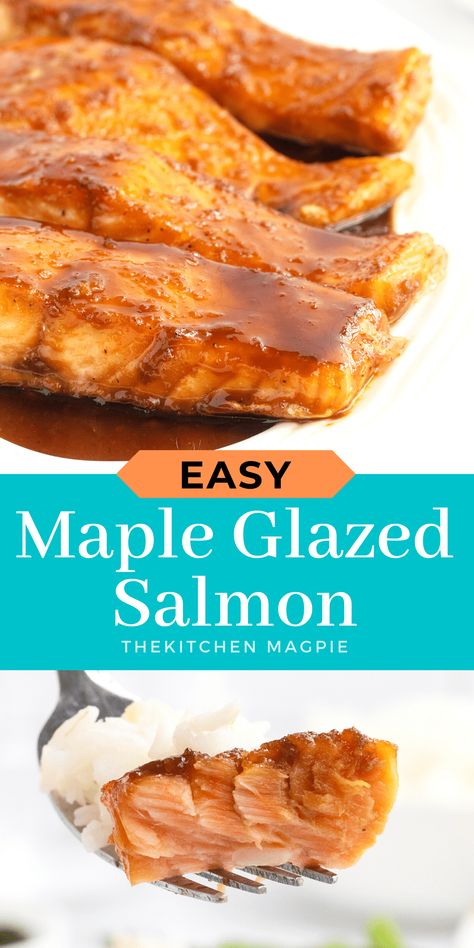 Maple Glazed Salmon Maple Bacon Salmon, Salmon With Maple Glaze, Fish Glaze Recipe, Salmon Recipes Baked Maple Syrup, Maple Glazed Smoked Salmon, Maple Glazed Salmon Oven, Maple Salmon Recipes Baked, Maple Glaze For Salmon, Maple Syrup Salmon Recipes