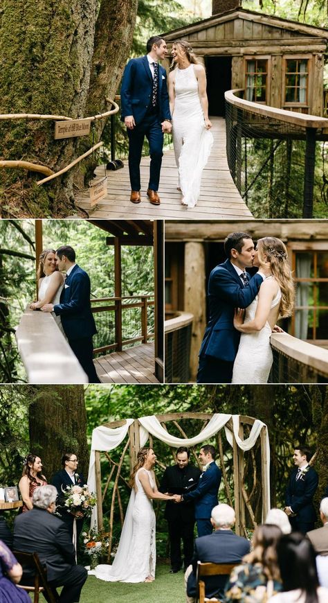 treehouse wedding venue Treehouse Wedding Ideas, Treehouse Point Wedding, Gothic Fairytale, Treehouse Wedding, Treehouse Point, Washington Wedding Venues, Northwest Style, Seattle Wedding Photography, Traditional Weddings