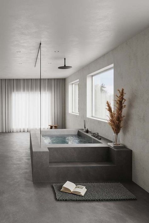 Jacuzzi Bathroom, Sunken Bathtub, Large Bathtub, Home Spa Room, Piscina Interior, Modern Bathtub, Bathtub Design, Bathroom Goals, Spa Room