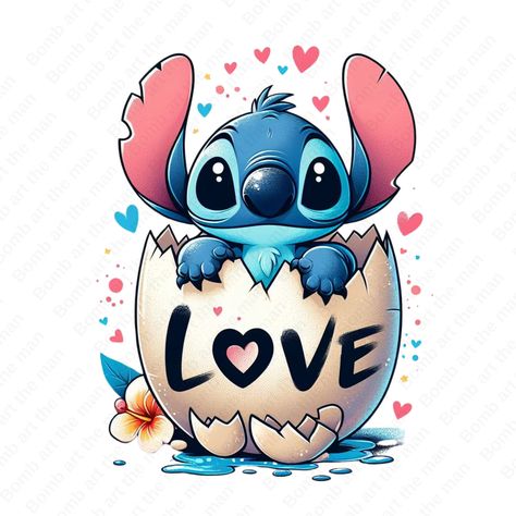 Stitch Easter, Stitch Images, Stiches Dessin, Stitch Fanart, Stitch Bebe, Baby Stitch, 626 Stitch, Disney Mignon, Lilo And Stitch Characters