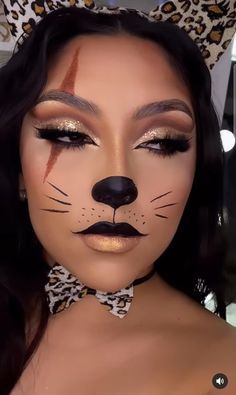 Cat Makeup Look, Leopard Makeup Halloween, Deer Makeup Tutorial, Cat Makeup Tutorial, Leopard Halloween, Leopard Makeup, Deer Makeup, Fall Cat, Fall Cats