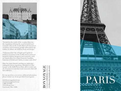 Paris Brochure, Travel Brochure Design, Book And Magazine Design, Visit Places, Breakfast Food List, Places To Visit In Paris, Brochure Design Inspiration, Backpacking Tips, Travel Brochure