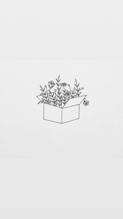 Gift Box Tattoo, Box Doodle, Box Tattoo, Tumblr Drawings, Arte Doodle, Art Sketches Doodles, Art Sketches Pencil, White Drawing, Pola Sulam