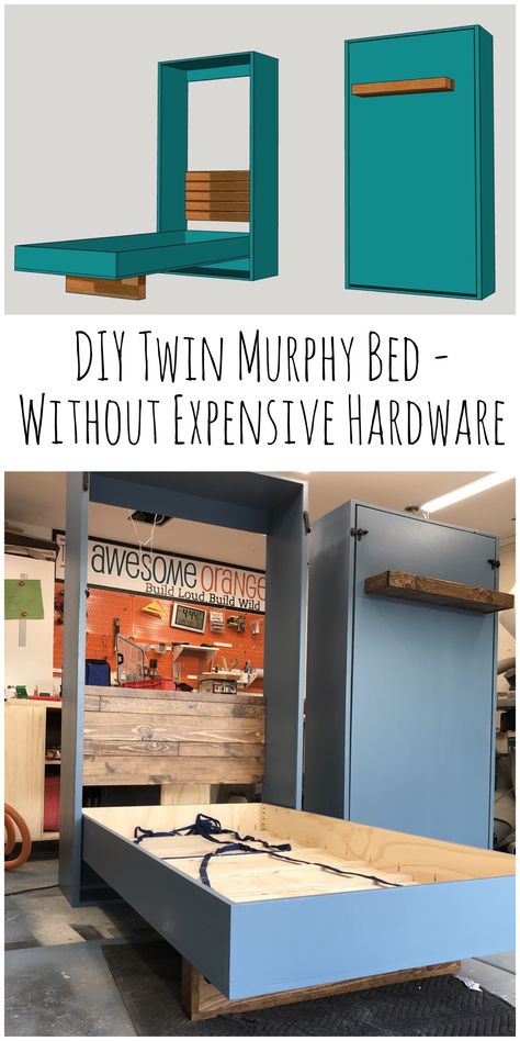 DIY Twin Murphy Beds - Without Expensive Hardware — the Awesome Orange Diy Twin Murphy Bed Plans, Twin Bed Build, Double Bed Murphy Bed, Closet To Murphy Bed, Murphy Bed Shelf, Vertical Murphy Bed Diy, Diy Fold Down Bed, Diy Twin Murphy Bed How To Build, Diy Murphy Bed Plans Do It Yourself