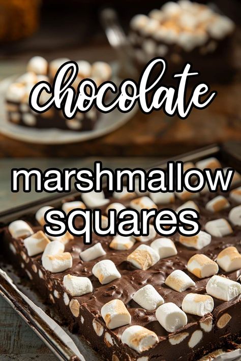 Chocolate Marshmallow Squares - Indulge in a delightful dance of chocolate, peanut butter, and marshmallows with this easy-to-make treat. Perfect for any occasion or just a sneaky sweet craving. | CDKitchen.com Chocolate Marshmallow Squares, Chocolate Peanut Butter Squares, Peanut Butter Marshmallow Squares, Marshmallow Squares, Peanut Butter Squares, Marshmallow Bars, Christmas Meals, Savory Pumpkin Recipes, Chocolate Chip Bars