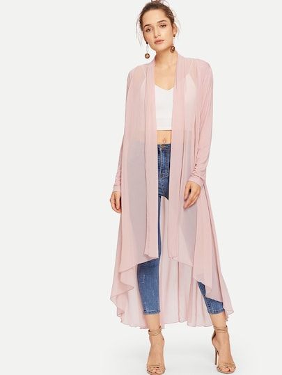 Silky Dress, Flowy Maxi Dress, Womens Kimono, Kids Outerwear, Coat Design, Beachwear For Women, High Low Hem, Coat Fashion, Lace Sleeves