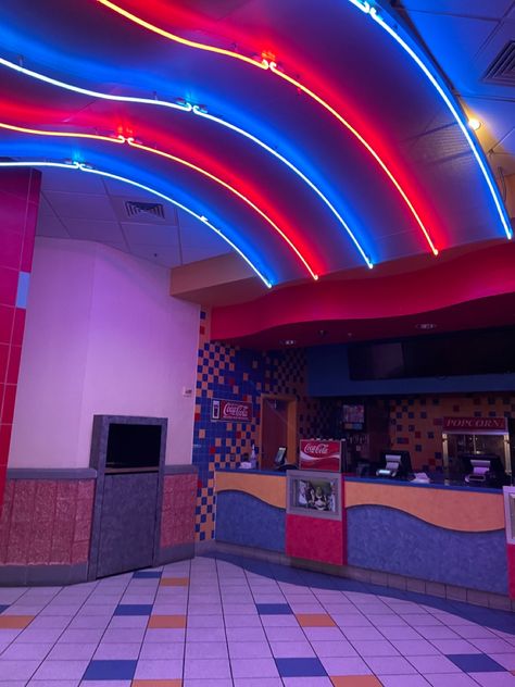 80s Movie Theater Aesthetic, 80s Basement Aesthetic, 70s Movie Theater, 90s Movie Theater Aesthetic, 90s Movie Theater, 80s Pizzaria Aesthetic, Drive In Movie Theater Aesthetic, Stranger Things Room Aesthetic, Old Movie Theater Aesthetic