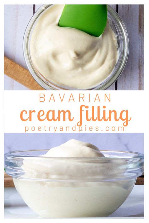 Bavarian Creme Filling, Cream Filling For Long Johns, Chocolate Cake With Bavarian Cream Filling, Bavarian Cream Cupcakes, Bavarian Cream Filling Cake, Vanilla Cake With Bavarian Cream Filling, Italian Cream Filling, White Chocolate Bavarian Cream, Bavarian Cream Filling Recipe