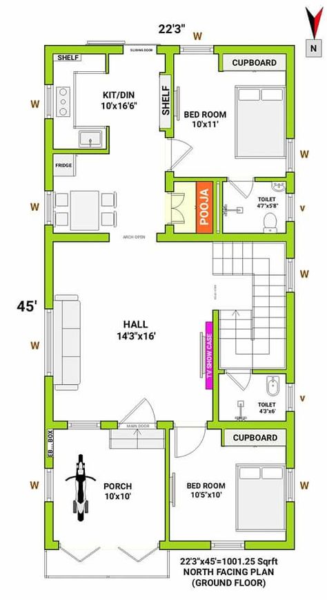 North facing house plan 2bhk with parking 25×50 House Plan North Facing, 20 By 40 House Plans, Narrow Homes, Amritpal Singh, Unique Small House Plans, 20x30 House Plans, North Facing House, 20x40 House Plans, 30x40 House Plans