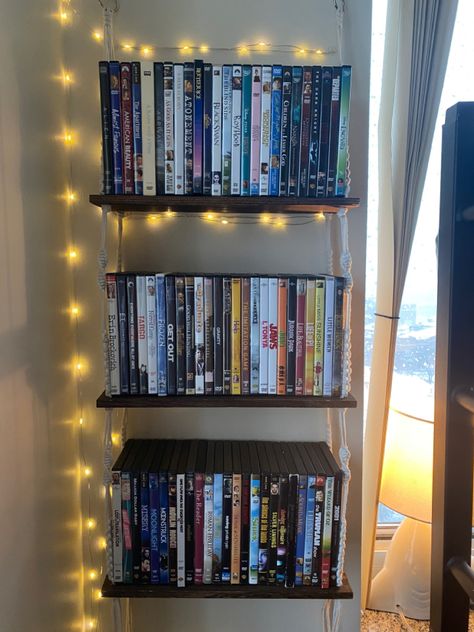 the oscars are coming up and we have to celebrate with a theme shelf Vhs Shelf, Dvd Organization Ideas, Dvd Shelf, Dvd Aesthetic, Vhs Storage, Movie Shelf, Dvd Organization, Dvd Rack, Dvd Shelves