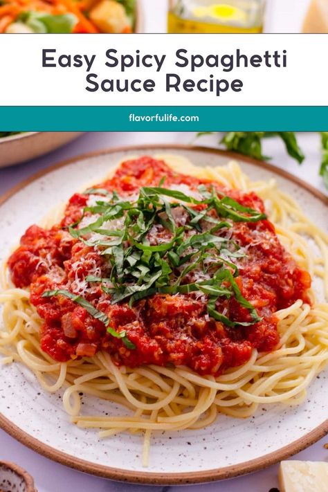 Try the best spicy spaghetti sauce with this homemade arrabiata sauce. It's a sweet and spicy blend that's easy to make and perfect over pasta. This homemade arrabbiata sauce adds a kick to any dish, making arrabiata spaghetti a delicious option for dinner. Spicy Spaghetti Sauce Recipe, Spicy Spaghetti Sauce, Spaghetti Arrabiata, Spicy Pasta Sauce, Arrabiata Sauce, Arrabbiata Sauce, Spicy Spaghetti, Vegetarian Recipes Dinner Healthy, Spicy Pasta