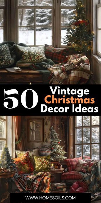 Explore 50 vintage Christmas decor ideas to bring nostalgic charm to your holiday celebrations. Discover classic ornaments, timeless accents, and retro-inspired designs perfect for creating a festive atmosphere. Transform your home with these enchanting holiday inspirations. Christmas Decor Ideas Family Room, Vintage Ski Lodge Christmas, 1940 Christmas Decorations, Christmas Ideas For Outside, Christmas Vignettes Farmhouse, Cottagecore Holiday Decor, Xmas Bookshelf Decor, Holiday Chair Decor, Decorating With Vintage Christmas Items