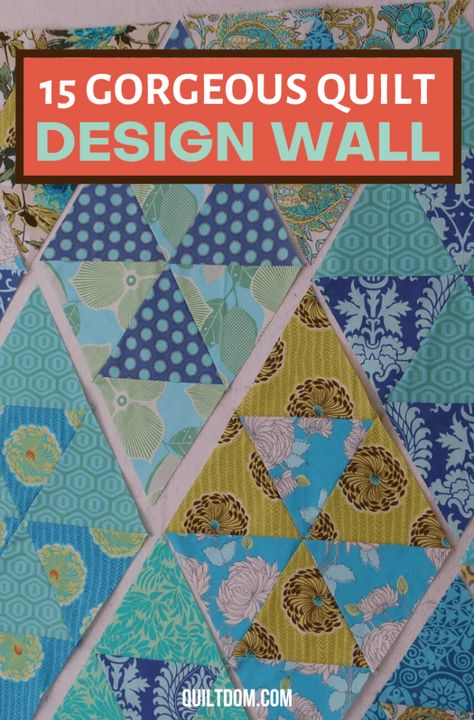 15 Gorgeous Quilt Design Walls to Inspire You Quilting Wall Board, Quilted Wall Hanging Ideas, Quilt Design Wall Ideas, Wall Quilts Ideas, Quilting Design Wall, Design Wall For Quilting, Design Wall Ideas, Quilt Design Wall, Quilt Wall Art