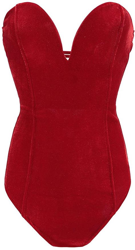 Red Corset Bodysuit, Red Leotard, Red Velvet Top, Beige Bodysuit, Heart Bodysuit, Red Outfits, Strapless Bodysuit, Green Bodysuit, Blue Bodysuit