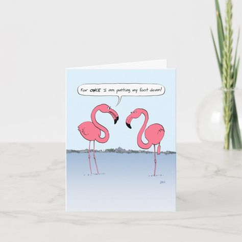 Funny Pink Flamingos Cartoon Customizable Birthday Card Zazzle Corny Jokes, Funny Birds, Funny Greeting Cards, Cartoon Jokes, Pink Flamingos, Birthday Greetings, Altered Art, Card Sizes, Gift Shop