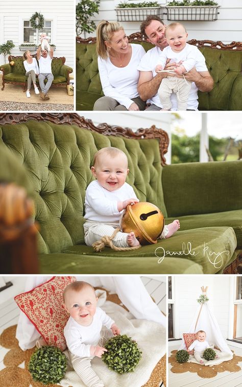 Farmhouse styled family Christmas photos, christmas photos, family photos, white Christmas, green and white Christmas photos, styled Christmas photos, what to wear family Christmas photos, country Christmas photos, lifestyle family christmas photos, christmas photo shoot, family photo shoot, relaxed Christmas photos, fun family Christmas photos, family Christmas photos on green lounge, baby Christmas photos, outdoor Christmas photos, outdoor family photos, christmas photo shoot, green white gold Couch Mini Session, Christmas Couch Mini Sessions, Couch Family Photoshoot, Sofa Photoshoot, Indoor Christmas Photos, Couch Poses, Christmas Couch, Family Couch, Keys Photography