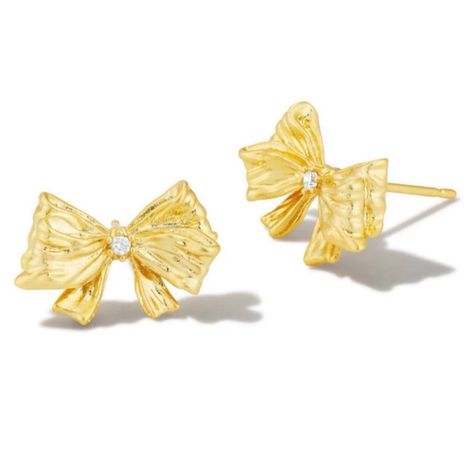 Brand New With Dust Bag And Gift Bag Kendra Scott Loveshackfancy Gold Bow Stud Earrings On Hand Actual Item Pictured Kendra Scott Love Shack Fancy, Loveshackfancy Bow, Fancy Bows, Love Shack Fancy, Birthday Stuff, Bow Necklace, Bow Set, Bow Earrings, Earrings Color