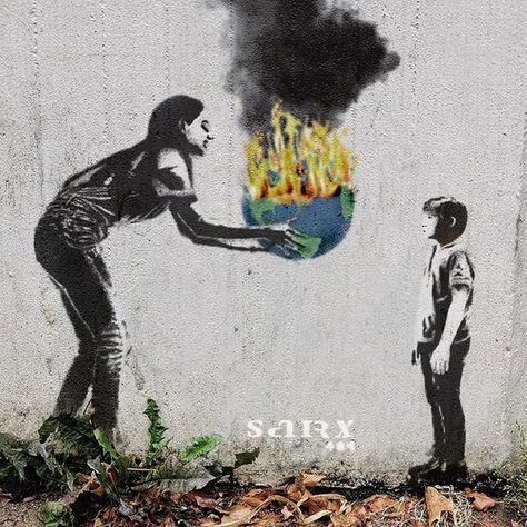 16 Powerful Images: Climate Change Addressed Through Graffiti and Street Art | STREET ART UTOPIA Conditional Love, Street Art Utopia, Art With Meaning, Street Art Banksy, Banksy Graffiti, Murals Street Art, Powerful Images, Stencil Art, Chalk Art