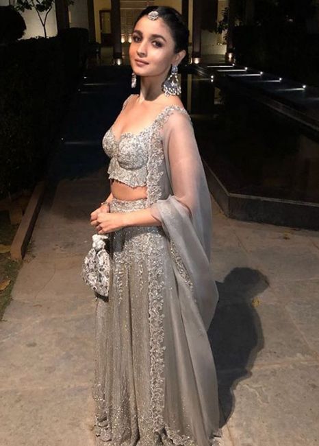 Alia-Bhatt-in-Koesch-by-Kresha-Bajaj-lehenga-vogue-india- Indian wear, lehnga, bollywood Skirt And Crop Top Indian, भारतीय दुल्हन संबंधी, Grey Lehenga, Indian Fashion Trends, Nikkah Dress, Lehnga Dress, Vogue India, Indian Bridal Outfits, Bridesmaid Outfit