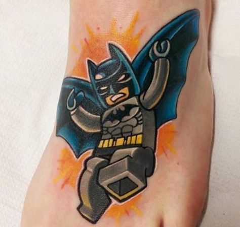 Batman lego tattoo Lego Batman Tattoo, Batman Tattoo Ideas, Superhero Tattoos, Lego Tattoo, Superman Tattoos, Pop Culture Tattoos, Culture Tattoos, Gallery Tattoo, Tattoos And Meanings