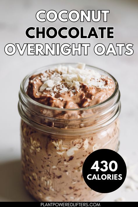 Are you looking for chocolate coconut overnight oats? Look no further! These overnight oats are easy to make, and surprisingly healthy. Whether you're looking for easy overnight oats in a jar or vegan overnight oats, this recipe has got you covered! Coconut Yogurt Overnight Oats, Overnight Oats With Pecans, Chocolate Coconut Overnight Oats, Over Night Oats High Protein, Tres Leches Overnight Oats, Healthy Overnight Oats Protein, Overnight Oats With Coconut Milk, Overnight Oats Cheesecake, Night Oats Recipe