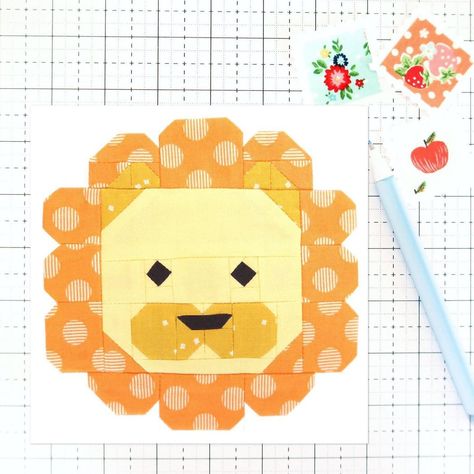 Gracey Larson / Quilt Patterns on Instagram: “And the 3rd new animal quilt block pattern that I just released (and I think my personal favorite out of the 3) is the lion🦁🌴! Complete…” Safari Baby Quilt, Safari Quilt, Christmas Toy Soldiers, Kid Quilts Patterns, Ocean Quilt, Feather Quilt, Beach Quilt, Appliqué Quilts, Spring Quilts