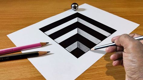 Hole Drawing, Blending Stump, How To Draw 3d, Trick Art, Draw 3d, 3d Things, Illusion Drawings, Illusion 3d, Easy Cartoon Drawings