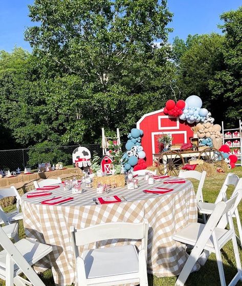 Kara's Party Ideas Farm 1st Birthday Party | Kara's Party Ideas Farm Themed Table Centerpieces, Animal Party Hat, Farm 1st Birthday Party, Gender Neutral First Birthday, Farm 1st Birthday, Barn Birthday Party, Farmyard Party, Farm Themed Party, Barnyard Birthday Party