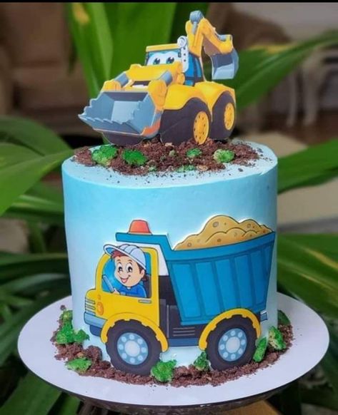 Blaze And The Monster Machines Cake, One Year Birthday Cake, Cars Cake Design, Cake Pic, Construction Birthday Cake, Cake Designs For Boy, Cake Designs For Kids, Construction Cake, Cupcake Decorating Tips