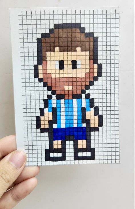 #pixelart #messi #pixel Pixel Art For Boys, Hello Kitty Pixel Art, Square Drawing, Bobble Stitch Crochet, Arts And Crafts For Teens, Basic Photo Editing, Easy Pixel Art, Pixel Drawing, Pixel Crochet