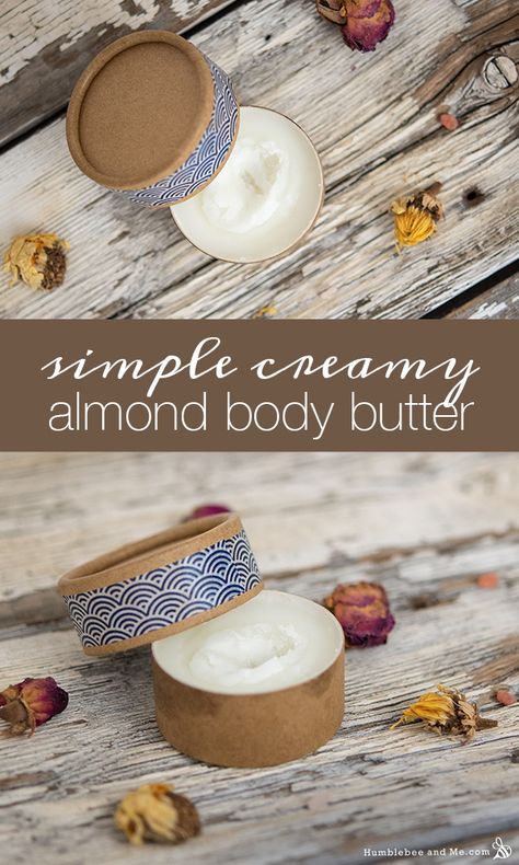 Humblebee & Me, Diy Almond Butter, Almond Body Butter, Almond Lotion, Body Oil Diy, Shampoo Bar Recipe, Almond Butter Recipes, Homemade Body Butter, Diy Body Butter