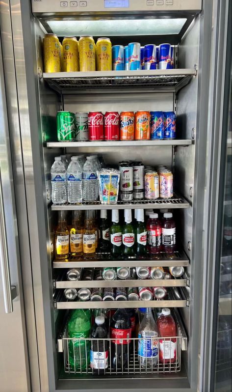 Fridge Interior Aesthetic, Drink Fridge Aesthetic, Drink Fridge Organization, Big Fridge Aesthetic, Drinks Refrigerator, Full Fridge Aesthetic, Drink Refrigerator, Alcohol Fridge Aesthetic, Fully Stocked Fridge