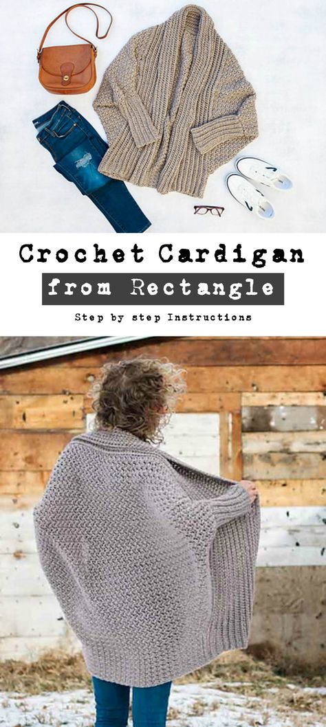 Crochet Cardigan From Rectangle Habitat Crochet Cardigan, Yarntopia Patterns, Cozy Sweater Crochet Pattern, Habitat Cardigan Crochet Pattern, Crochet Sweater Coat Pattern, Womens Crochet Cardigan Pattern, Free Crochet Coat Patterns For Women, Crochet Slouchy Cardigan Pattern Free, Crochet Winter Cardigan Free Pattern