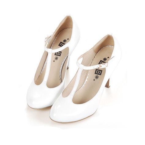 Retro White T-bar Round Toe Leather Heeled Shoes (2 185 UAH) ❤ liked on Polyvore featuring shoes, pumps, heels, chicnova, white patent leather shoes, white shoes, retro pumps, white high heel pumps and white high heel shoes Vintage Wedding Shoes Low Heel, 1920s Heels, Vintage Wedding Shoes, 1920s Shoes, Wedding Shoes Vintage, Wedding Shoes Low Heel, 1920s Style, Prom Heels, Low Heel Shoes