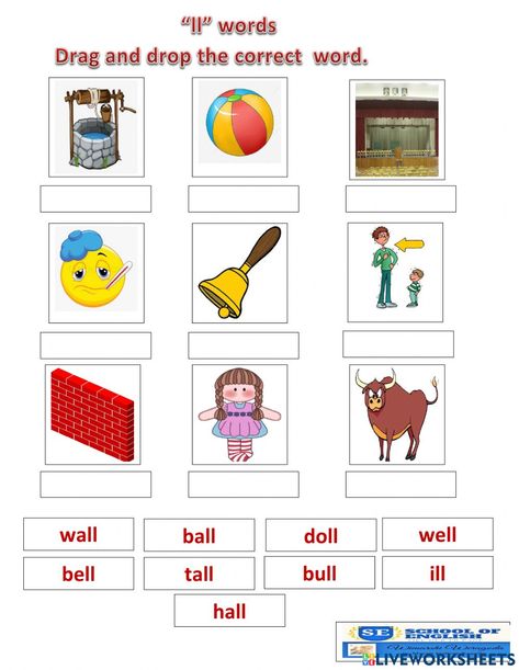 -ll- words worksheet Ll Words Worksheet, Words Worksheet, Longest Word, English Worksheets For Kids, Kids English, English As A Second Language (esl), English As A Second Language, English Worksheets, School Subjects