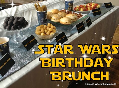 Star Wars Birthday Brunch | Home is Where the Mouse is | Star Wars Party | May the Fourth | The Force Awakens Star Wars Breakfast, Birthday Breakfast For Husband, Star Wars Themed Food, Dinner Kids, Star Wars Food, Star Wars Birthday Party, Birthday Breakfast, Breakfast Party, May 4th