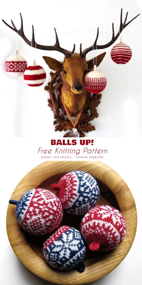 Free knitting pattern for ball ornaments. Knitted Holiday Decorations, Knit Ball Ornaments, Knitted Christmas Baubles Free Patterns, Knitted Christmas Balls Free Pattern, Knit Christmas Balls, Knit Christmas Baubles, Knitted Baubles Pattern Free, Knitted Christmas Balls, Knit Christmas Ornaments Pattern Free