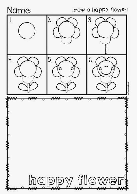 Frog Spot - directed flower drawing Directed Drawing Worksheet, Flower Directed Drawing Kindergarten, Flower Directed Drawing, Spring Play Dough, Drawing Kindergarten, Direct Drawing, Directed Drawing Kindergarten, Thanksgiving Classroom Activities, Kindergarten Inquiry